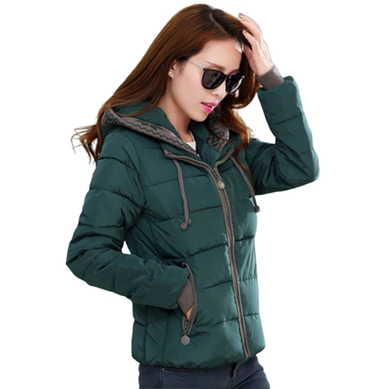 

Large Size 2019 Women Winter Short Jacket Female Plus Size Hood Women Parka With Stand-Up Collar Autumn Windbreaker Cotton Down