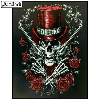

New 5d diy diamond painting skull full square & round diamond mosaic zombie death horror icon canvas diamond embroidery craft
