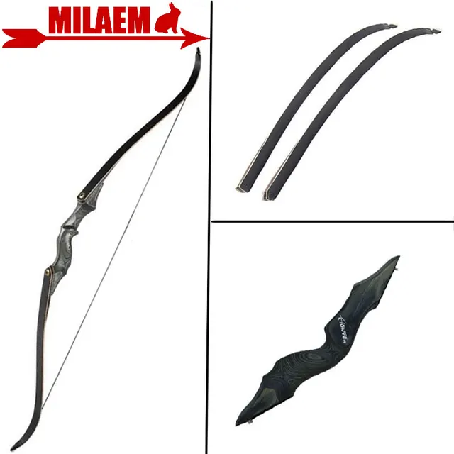 US $50.15 60inch 30-60lbs Archery Recurve Bow Black Hunter Bow Lamination Bow Limbs Right /Left Hand Outdoor