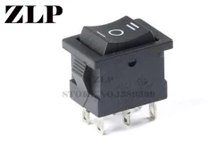 Interruptor de alimentação 6a 250vac/10a 125vac dpdt interruptor de balancim preto de 6 pinos de kcd1 ligado fora em 3 posições