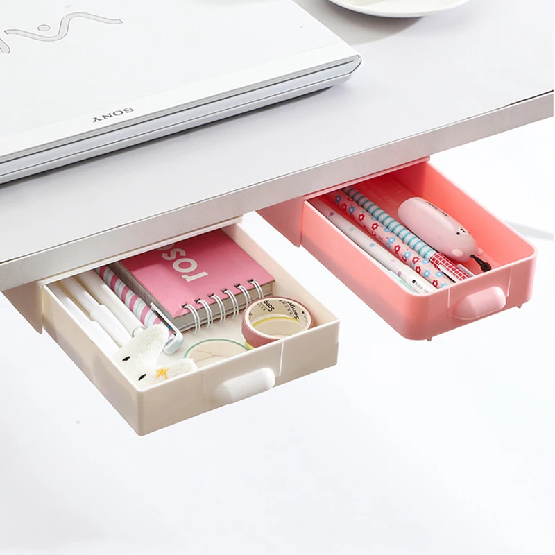 

Under The Desk Storage Drawer Creative Hidden Paste Small Drawer Desktop Finishing Box Desk Pen Stationery Storage Box