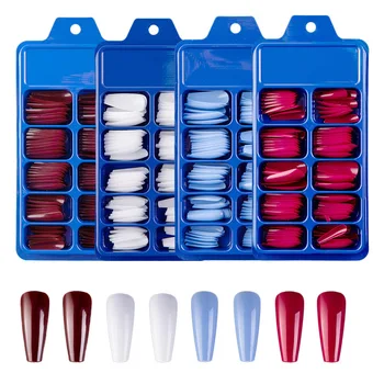 

100Pcs/bag Coffin Fake Nail Tips Colorful Press on Nails Long Ballerina Nails Clear Full Cover Acrylic Nails False Nail Decorat