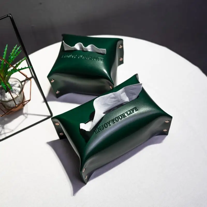 

Large Paper Box- Simple Style Solid Color Leather Waterproof Square Storage Living Bathroom Folding Tissue Box Origanizer New