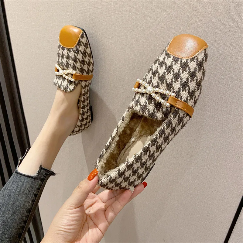 2021 Women Winter Warm Loafers Ladies Short Plush Flats Female Slip On Casual Shoes Comfort Soft Moccasin Multicolor Ballet shoe