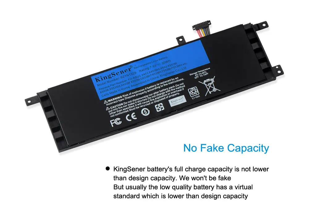 Kingsener Bateria para Notebooks B21n1329 para Asus D553m F453 F453ma F553m P553 P553ma X453 X453ma X553 X553m X553b X553ma X403m X503m Baterias p/ laptop - Imagem 2