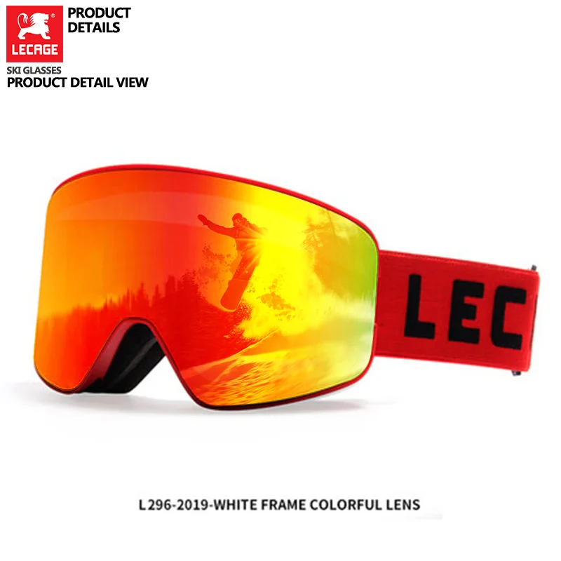 L296-C01 LECAGE очки горные лыжи Лыжные очки для детей от 5 до 15 лет, очки для сноуборда, зимние уличные защитные очки, ветрозащитная двойная противотуманная маска UV400 L296 - Цвет: L296-C01