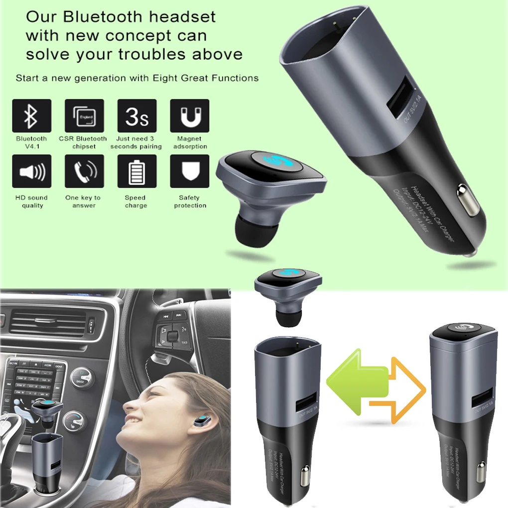 Bluetooth умное автомобильное зарядное устройство Hands Free Kit/гарнитура w/AUX аудио выход подавление шума Авто безопасный Вождение наушники