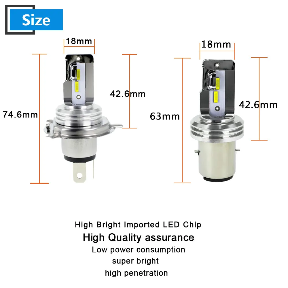 2X совмещенный дальний/ближний свет 18 Вт Белый DC 11-60V H4 BA20D 1860 12 светодиодов SMD со светодиодными кристаллами для M2A 1500LM сигнальная лампа светодиодные фары для мотоцикла Harley фары электромобили