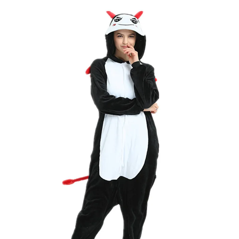 Пижама с демоном пижама Кигуруми для мужчин и женщин фланелевая ночная рубашка