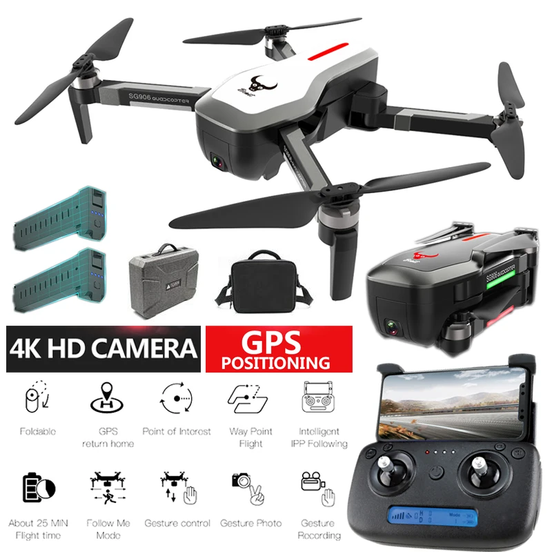 SG906 4K Drone Camera GPS 5G WiFi FPV with 4K Ultra Clear Camera Brushless Selfie Foldable GPS Optical Flow Positioning Hover