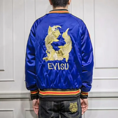 Аутентичная Evisu, модная дышащая мужская хлопковая повседневная куртка, высокое качество, теплая дышащая зимняя синяя куртка для влюбленных