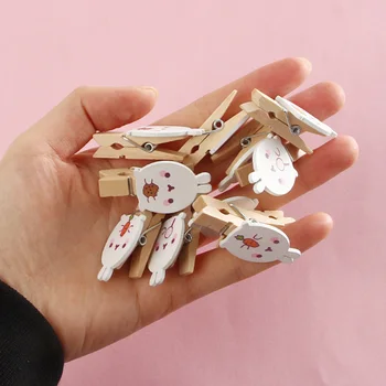 

10pcs Cartoon Rabbit DIY Note Craft File Birch Storage Paper Photo Clip Mini Happy Easter Snacks Decoration Supplies School