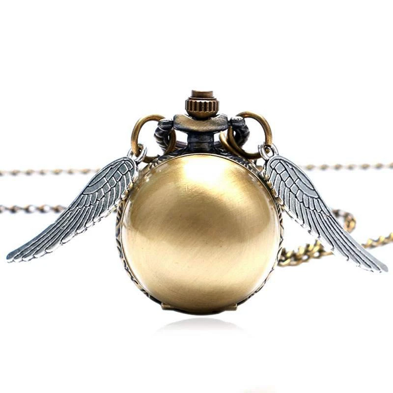 

Luxury Little Cute Snitch Ball Shaped Quartz Pocket Watch Chain Angel Wings Sweater Pendant Necklace Souvenir Gift for Men Women