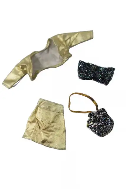 Fashion Metallic Silver Gold Outfits for Barbie Doll Clothes Set Handbag Vest Coat Skirt Dress 1/6 BJD Dolls Accessories Kid Toy Clothes Handbag 3