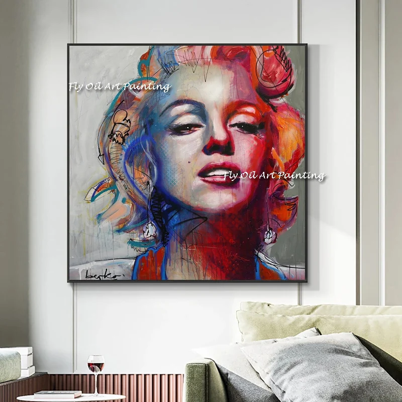 

Hot Abstract Beauty Canvas Painting Handmade Palette Marilyn Monroe Oil Painting Modern Decor Piece Unframed Pictures Wall Art