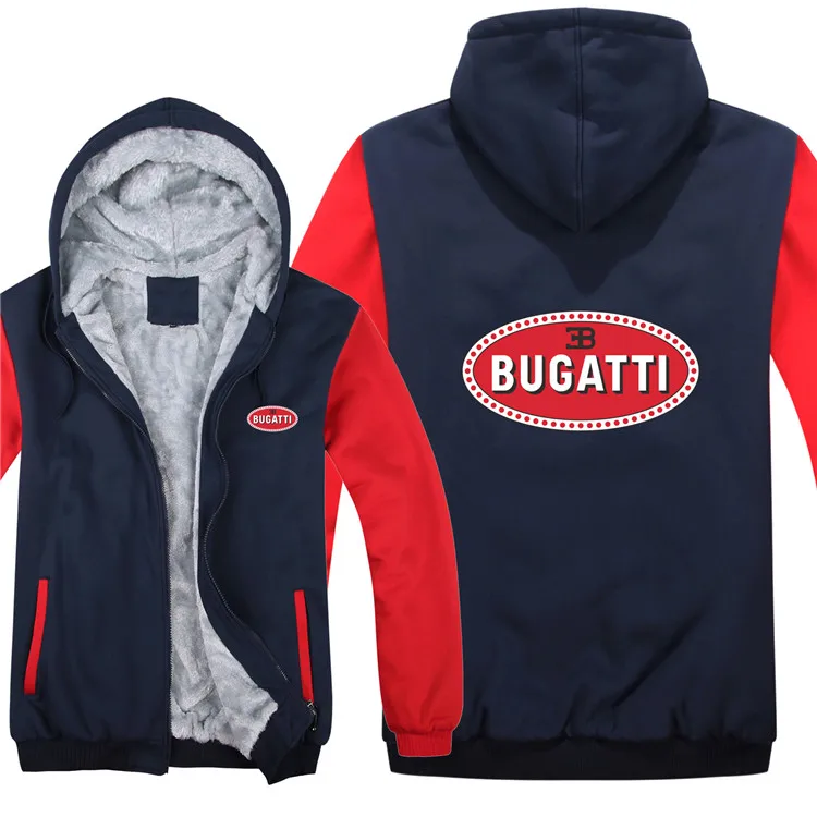 as picture Bugatti толстовки Мужская куртка зимняя высококачественная мужская повседневная шерстяная подкладка флис Bugatti свитера с логотипами Толстовка - Цвет: as picture