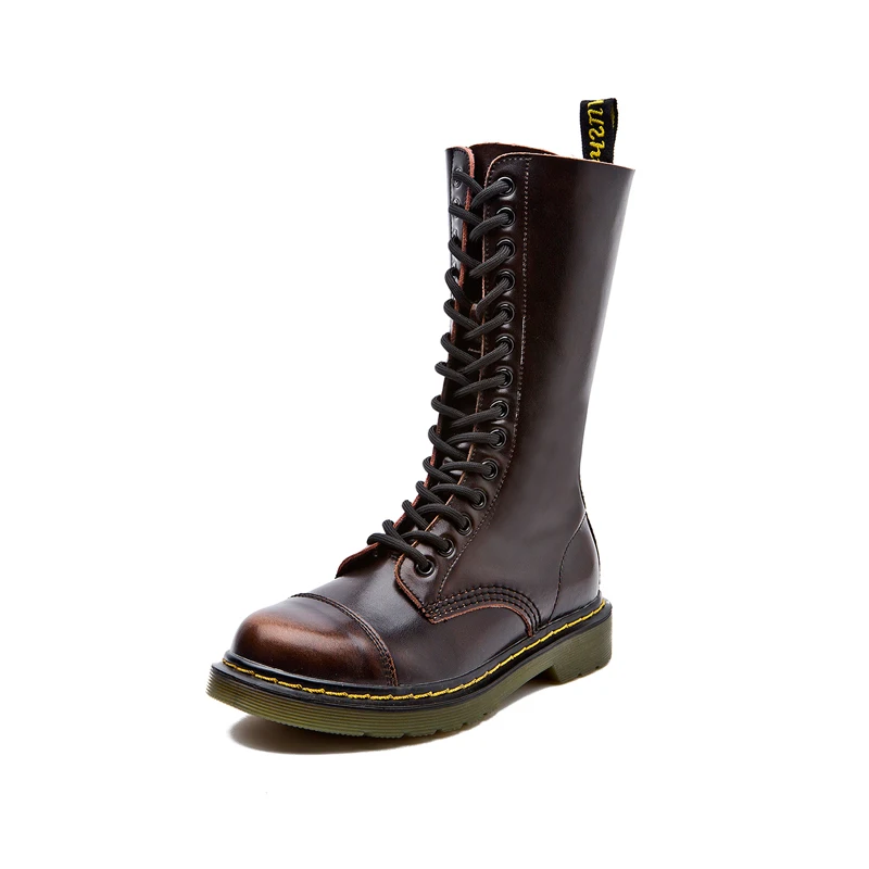 

Long Boots Woman Fashion Lace-Up Genuine Leather Boots Casual Shoes Vintage Boots Motorcycle Boots Women Big Size 43 44