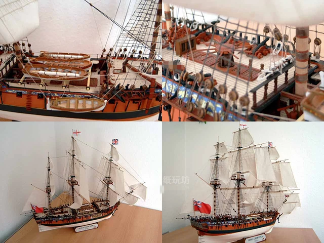 1:96 Scale UK Royal Navy HMS Cleopatra Shipyard DIY Handcraft Paper Model Kit Handmade Toy Puzzles 6