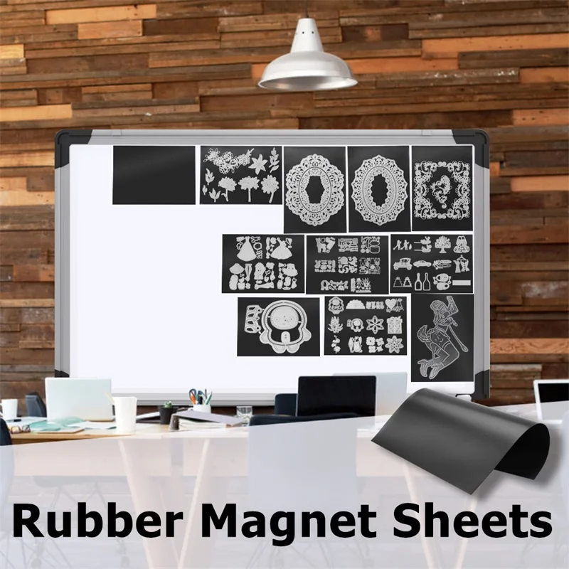 7*5Inch Rubber Soft Magnet Sheet Easy Convenient To Paste Self Adhesive Sticker Black Magnetic Mats for Cutting Dies Storage