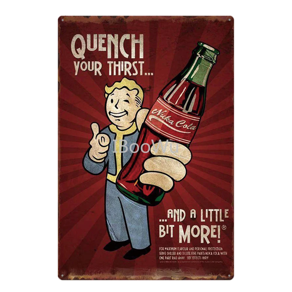 Металлическая табличка Nuka Cola винтажная Оловянная в стиле ретро Декор стен для