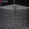 Black Rainfall Shower Head LED Light 20‘’ Large Rainfall Shower Faucet Head Square Brass Showerhead Color Changing Head 1