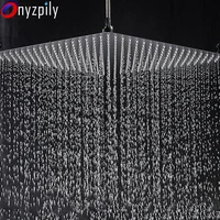 Black Rainfall Shower Head LED Light 20‘’ Large Rainfall Shower Faucet Head Square Brass Showerhead Color Changing Head 1