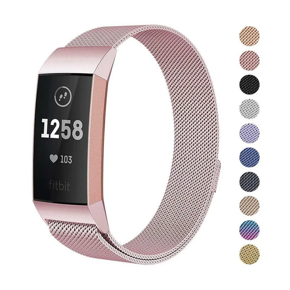Ремешок для часов Fitbit Charge 2 3 4 Мужской сменный сетчатый Браслет из нержавеющей
