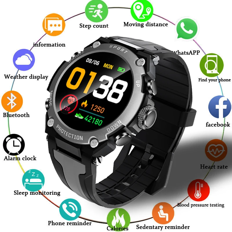 LIGE 2021 New Bluetooth Music Smart Watch IP68 Waterproof Heart Rate Monitoring Fitness Outdoor Sport Smartwatch For Android IOS