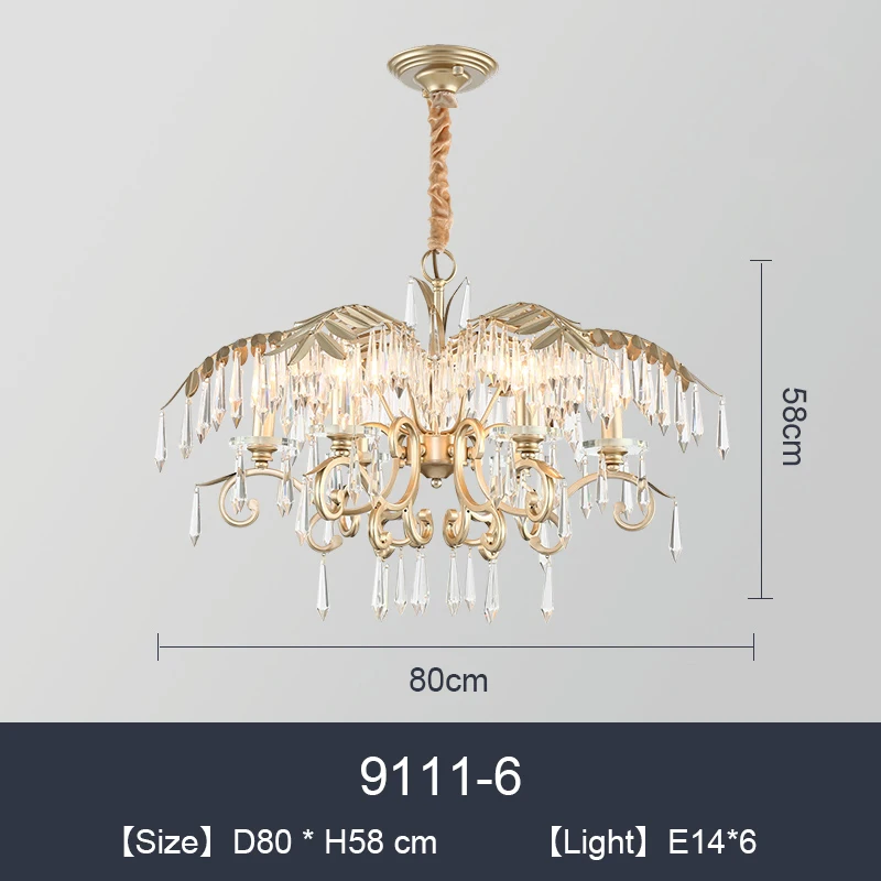 6lights Современный светодиодный хрустальный светильник с золотыми люстрами для кухни, гостиной, скандинавской люстры, светильник для бара, ресторана - Цвет абажура: 6lights