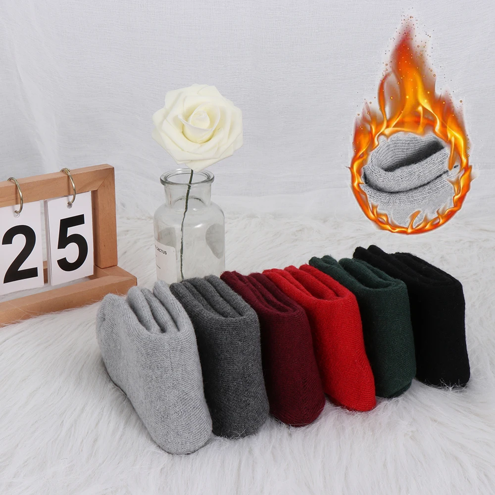 1 пара зимних тепловых шерстяных носков, женские утепленные шерстяные кашемировые зимние Чулочные изделия, бесшовные махровые сапоги, носок для сна