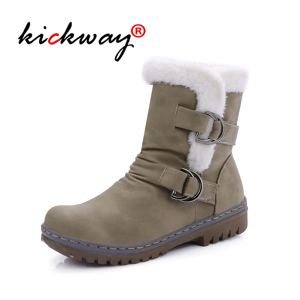 

2019 New Arrival Fashion Pu Leather Women Snow Boots Winter Keep Warm Plush Waterproof Ankle Boots Women's boots Size 34-46