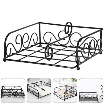 

1Pc Tissue Rack Practical Hollow-Out Stainless Steel Fashion Desk Tissue Rack Tissue Holder Napkin Rack for Home