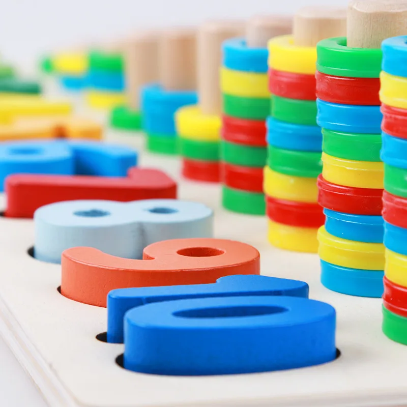 

Recognize with Numbers Three-in-One Numbers Board Children Learning with Numbers Shape Cognitive Rainbow Donuts Early Childhood