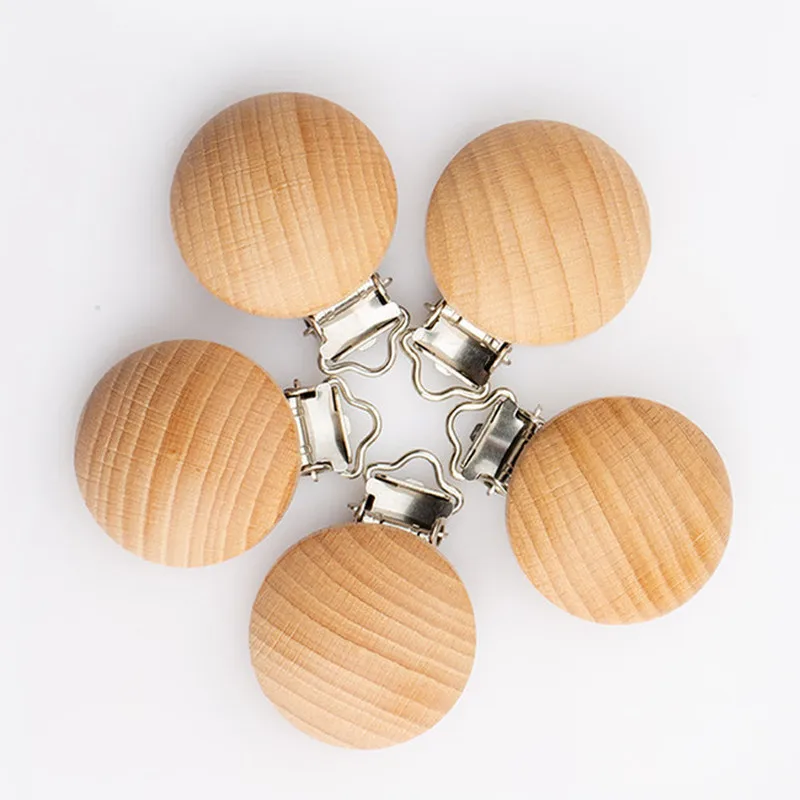 Uds bebé chupete Clips de madera de Metal sostenedor para chupete de bebé infantil soporte para pezones Clip para chupete cuentas chupete mordedor alimentación