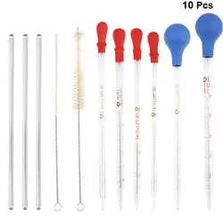 Cabezal de goma para gotero de vidrio, pipeta de laboratorio con línea de escala, Color surtido, 10 Uds.