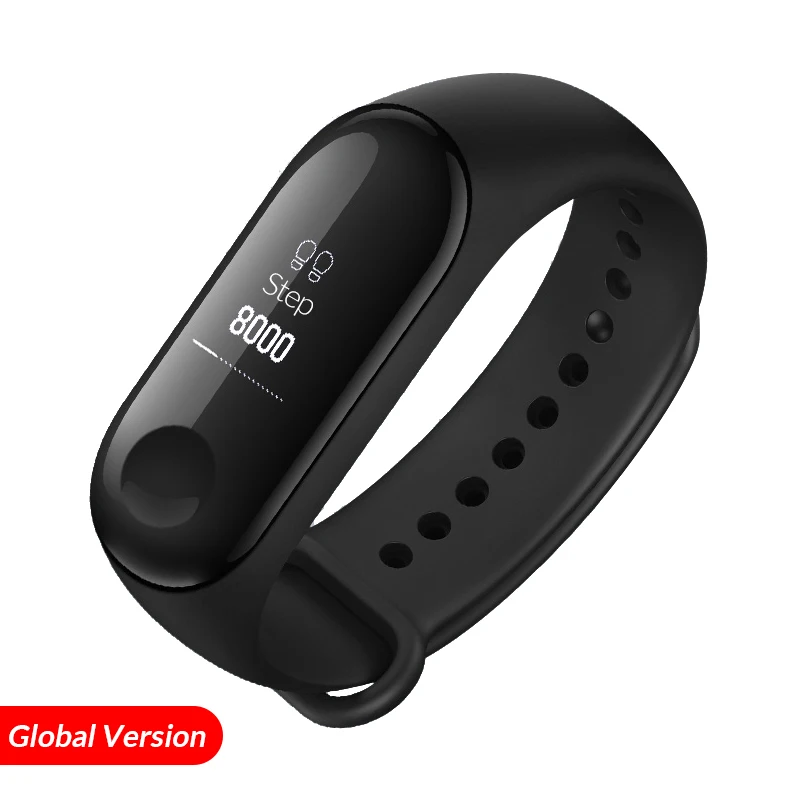 Xiaomi mi Band 3 Смарт-Браслет фитнес-браслет mi Band Band3 0,7" Дисплей сообщений OLED частота сердечных сокращений Smartband - Цвет: Global Version