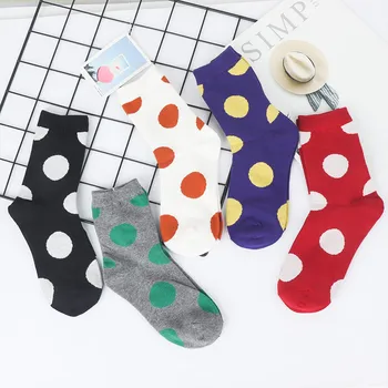 

Women Wave Point Cotton Socks Cute Dots Pattern Female Socks Autumn Winter Warm Breathable Socks harajuku calcetines mujer