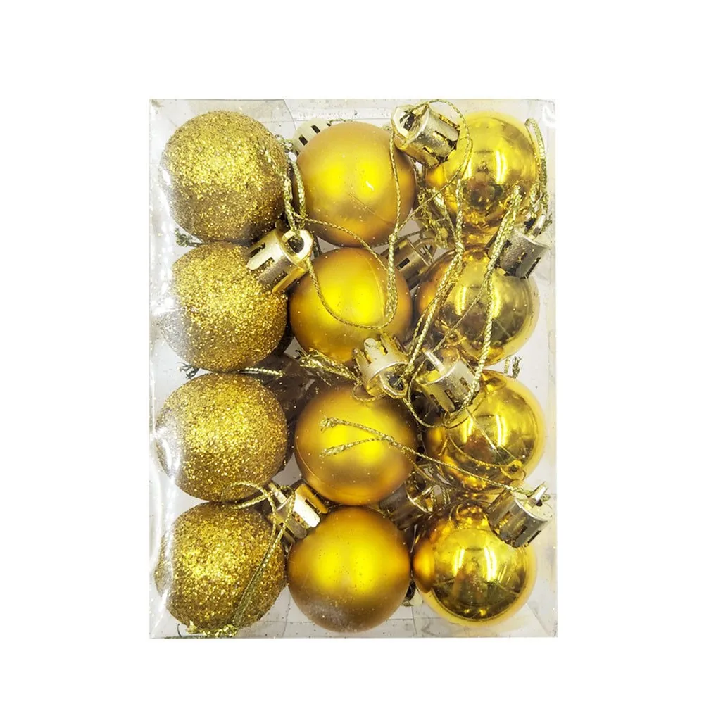 24pcs Shine Ball Pendants Colorfu Plastic Christmas Tree Decorative Ball Hanging Ornaments Shop Window Festival Decorations - Цвет: GOLD8