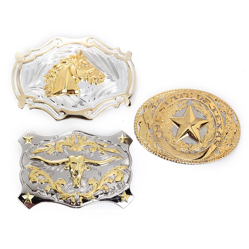 Western cowboy belt buckle two-color Texas Five-pointed star Zinc alloy accessories for men and women suitable 4.0 |