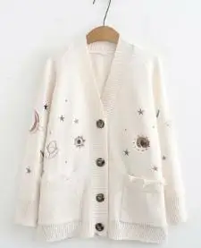 Women Clothes Autumn and Winter Clothes Women Fashion Embroidery Cardigan Women Sweater Women Casaco Feminino - Цвет: 3