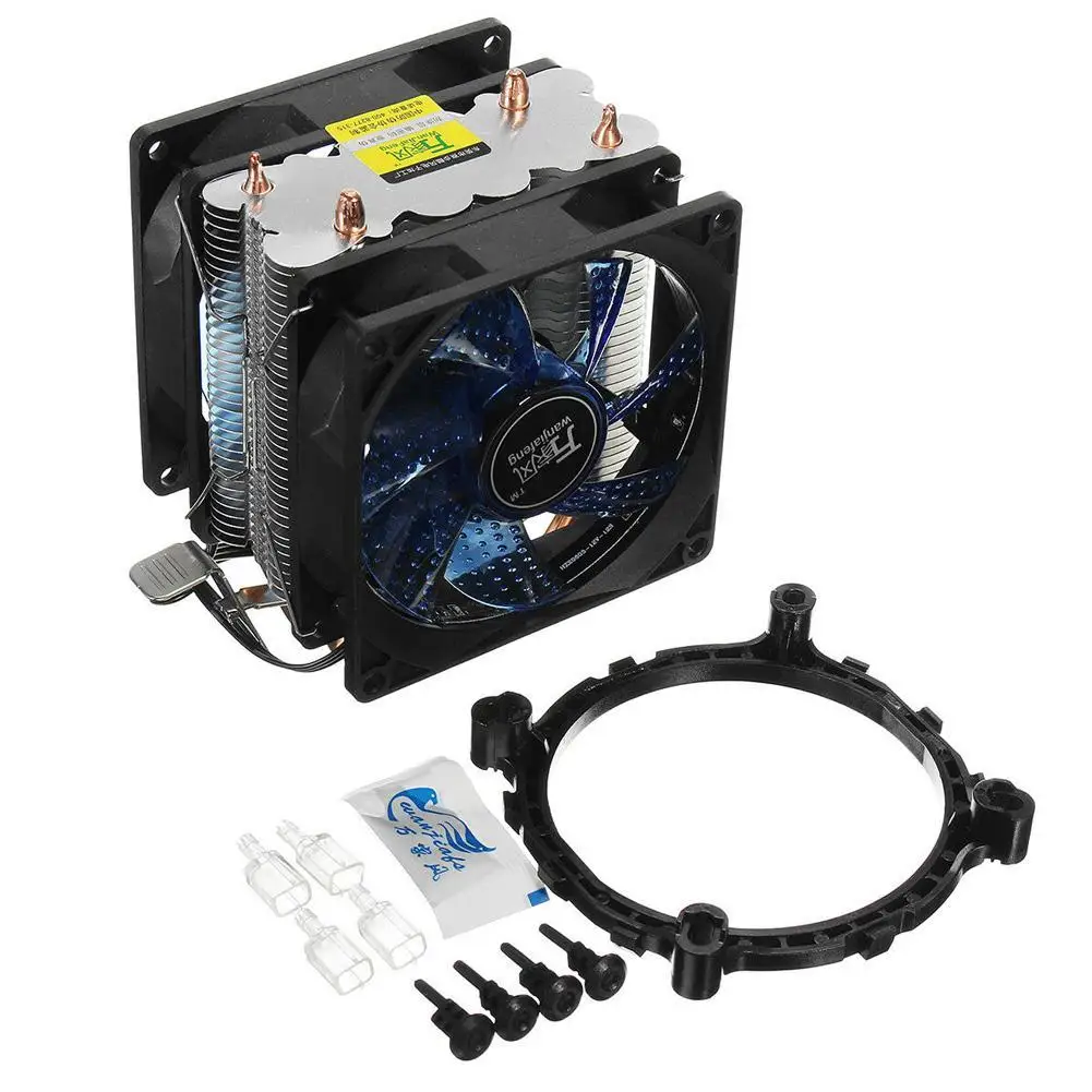 Процессорный кулер вентилятор с цветовой моделью Rgb Dual-башенный радиатор 9 см вентилятор охлаждения радиатора для Intel 775/1150/1151/1155/1156/1366 для Amd