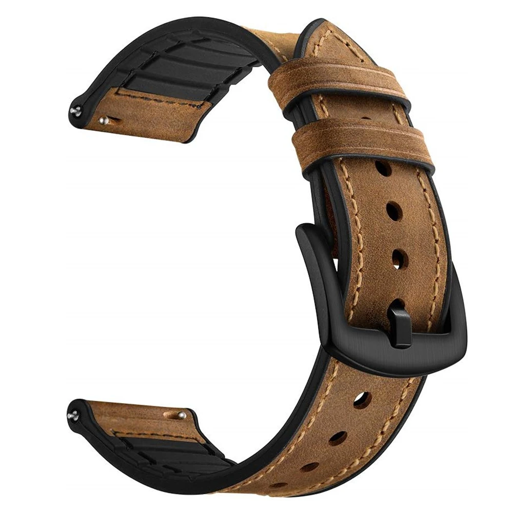 Браслеты для Galaxy Watch 46 мм/Active 2 40 мм 44 мм ремешок 20 мм 22 мм кожаный ремешок для samsung gear s3 классический браслет Forntier - Цвет ремешка: vintage brown