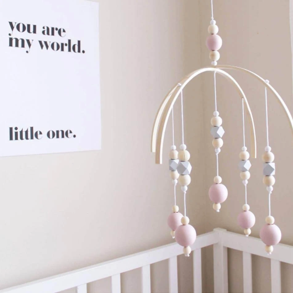 

Baby Bed Rattle Bed Bell Nordic Style Wooden Beads Wind Chimes Kids Room Decorations Children's Tent Bed Hanging Wind Chimes