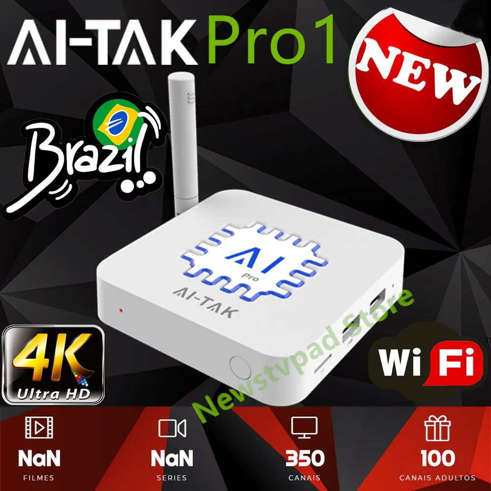 Белый Ai tak pro 1 коробка HTV B tv B9 BOX Бразилия IP tv Android box 4K бразильские Бесплатные Каналы подписка с VOD воспроизведения и Live - Цвет: Белый