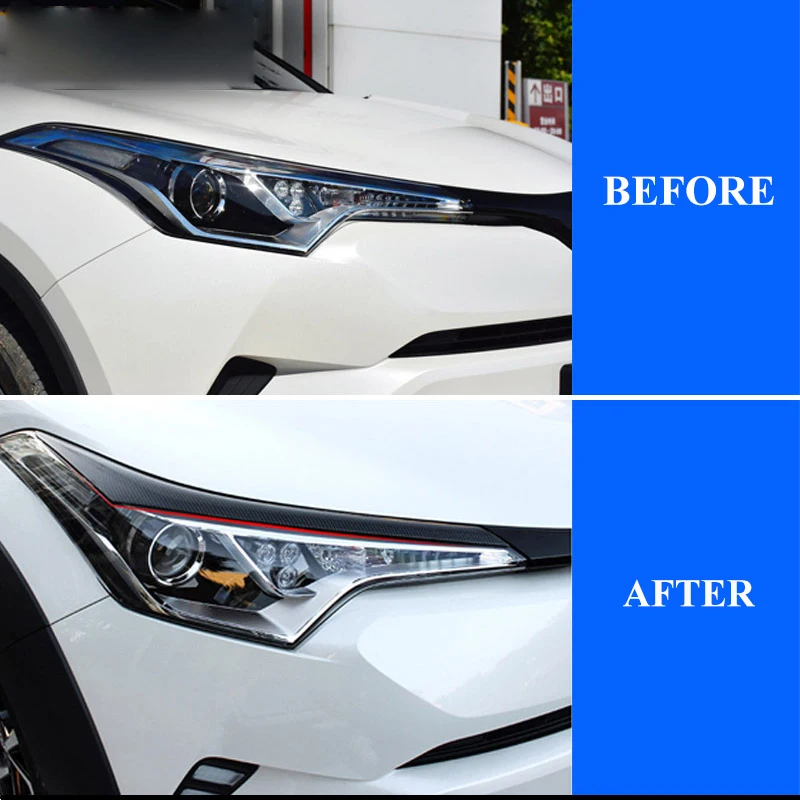 For Toyota C-HR CHR 16~18 ABS Carbon Fiber Style Front Headlight Lamp Cover Trim