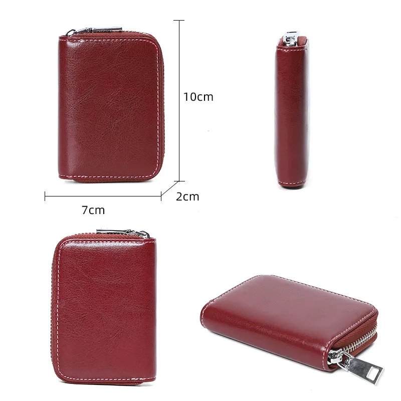 안티 RFID 카드홀더 NFC 차단 리더 잠금 ID 은행 카드홀더 케이스,  가죽 여성 신용카드 홀더 카드홀더 지갑, 남녀공용