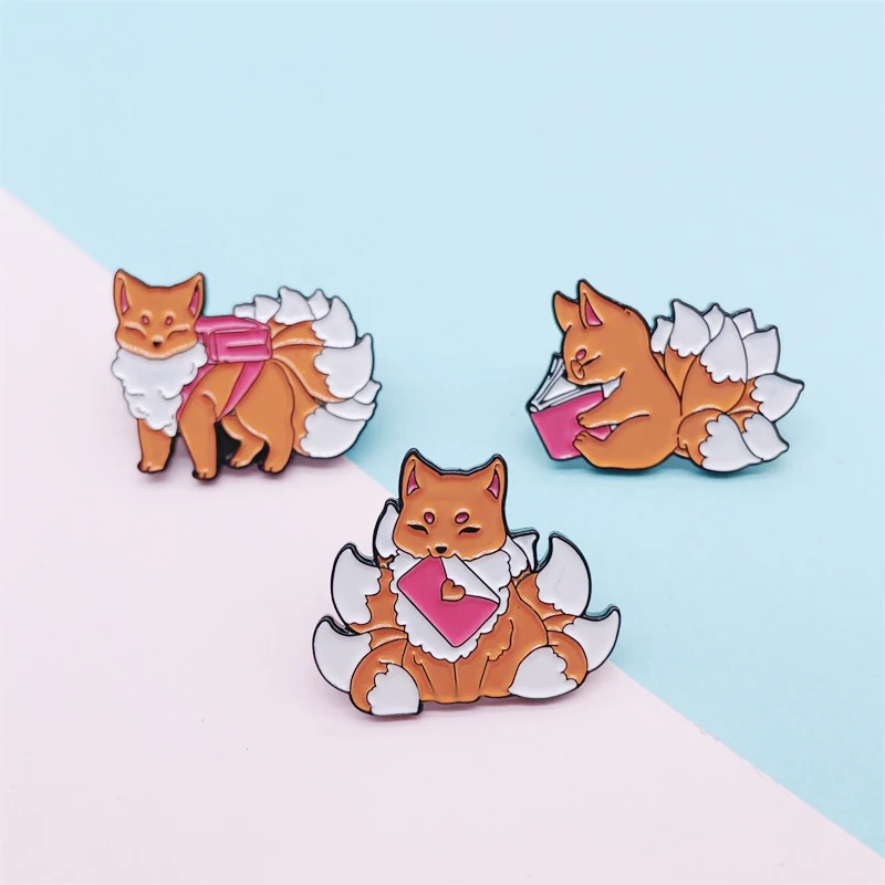 

Мультяшные милые животные эмалированная брошь лиса чтение обучение любовь конверт сплав значки Одежда Аксессуары Ювелирные изделия Подарки