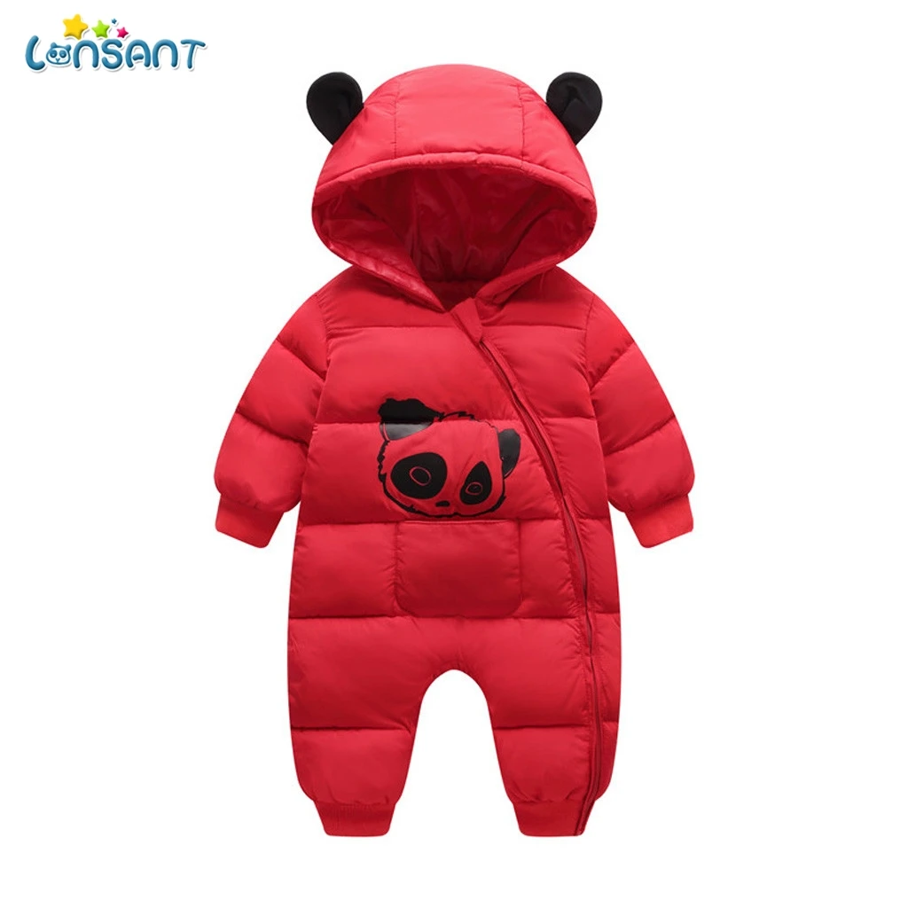 

LONSANT Autumn Winter Newborn Baby Clothes Jumpsuit Warm Boys Snowsuit Children Hooded Overalls For Girls Unisex Baby Romper N30