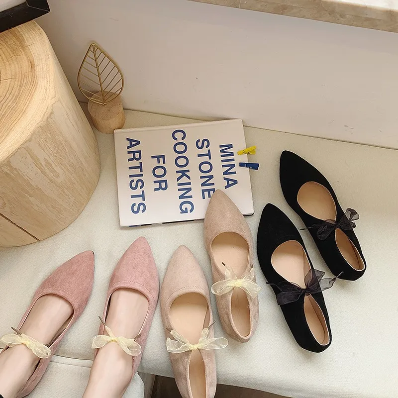 Большие размеры 35-43; женские балетки из сетчатой ткани на плоской подошве со шнуровкой; туфли из искусственной замши на плоской подошве; женские туфли с острым носком; zapatos mujer; N7712L