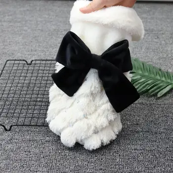

Elegant Pet Luxury Fur Winter Overcoat Bomei Teddy Clothes Spring/Autumn Wear Breathable Small Dog Cat Clothes Bowknot Chihuahua
